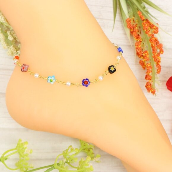 "Handmade Anklet – Elegant & Delicate Jewelry for Women | UNVRC1337 - Picture 5 of 10
